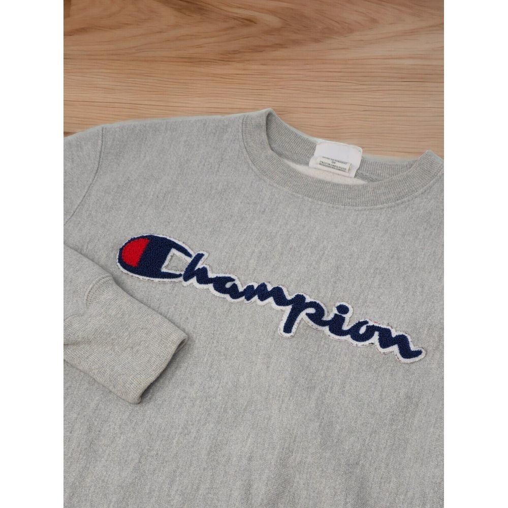 Champion‎ VTG Reverse Weave Crewneck Sweatshirt Gray Spellout Men's Small